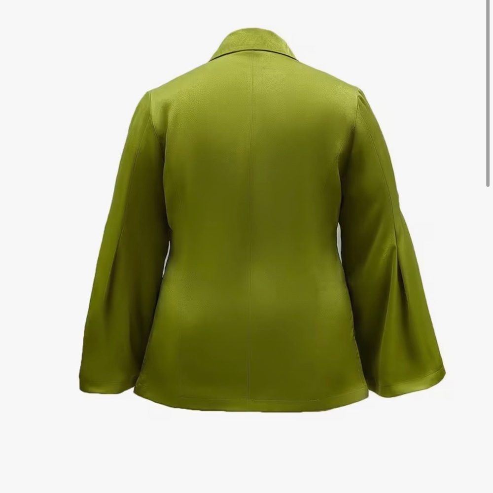 🔥Women's Olive Green Tailored Peplum Blazer Jacket - Picture 3 of 4